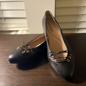 Lace up faux leather flats